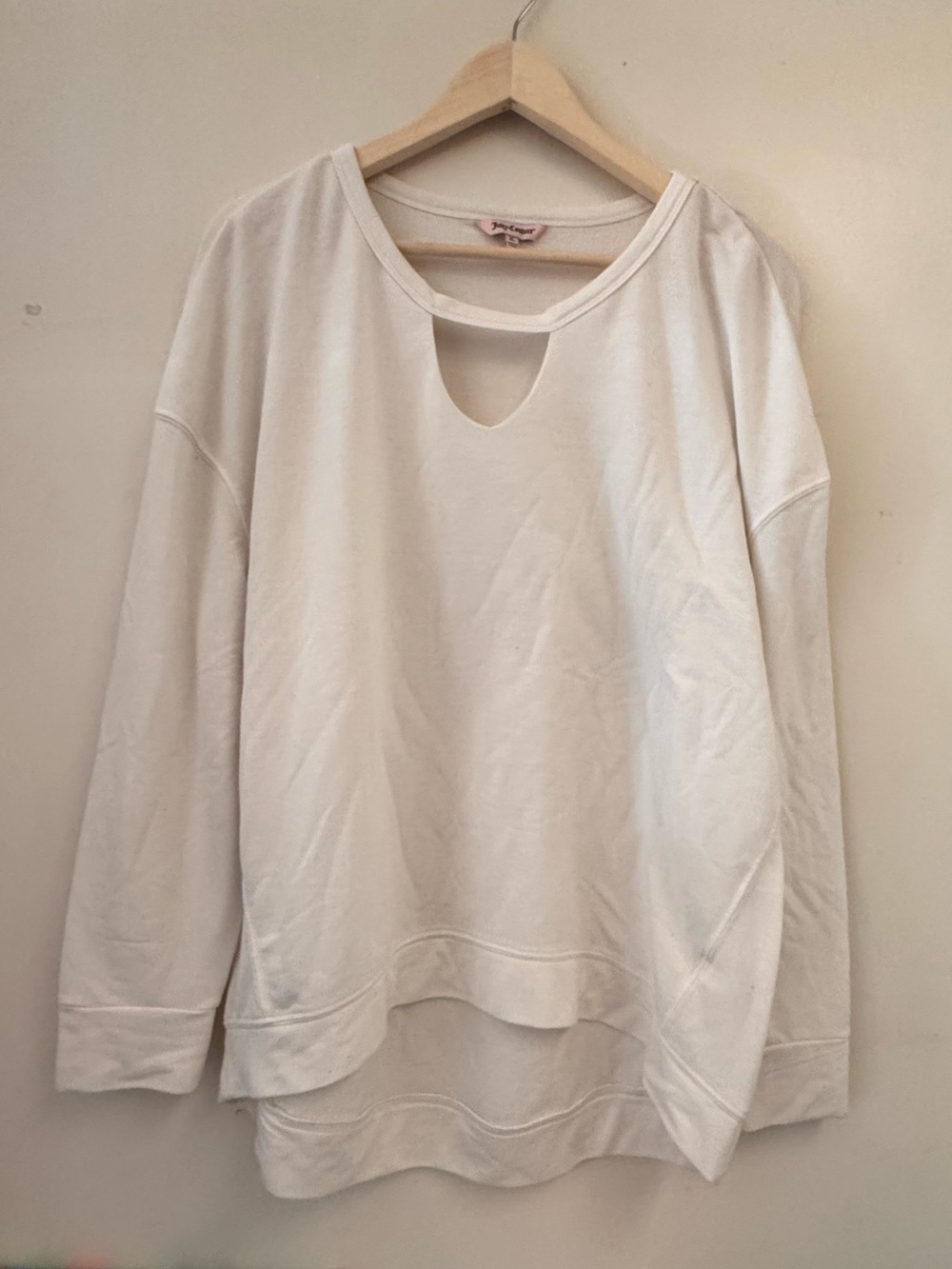 Relaxed White Women's Cutout Sweatshirt